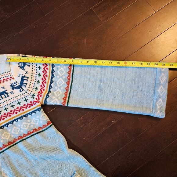 Vintage 1980s Monarch Knits Hooded Cardigan Sweater Winter Reindeer Medium - Picture 6 of 8